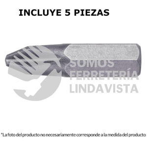 12143 PUDE-1103 ESTUCHE CON 5 PUNTAS DE CRUZ PH3 LARGO 1" TRUPER