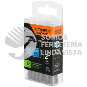 12147 PUDE-1202 ESTUCHE CON 5 PUNTAS DE CRUZ PH2 LARGO 2" TRUPER