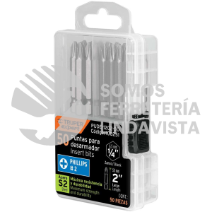 100251 PUDE-1202-50 ESTUCHE CON 50 PUNTAS DE CRUZ PH2 LARGO 2" TRUPER