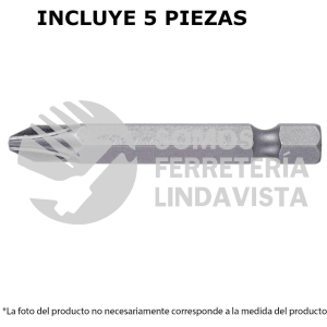 12149 PUDE-1203 ESTUCHE CON 5 PUNTAS DE CRUZ PH3 LARGO 2" TRUPER