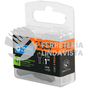 12717 PUDE-1205 ESTUCHE CON 5 PUNTAS CRUZ PH2 MURO DE YESO LARGO 1" TRUPER