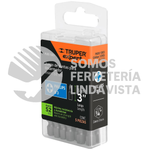 12155 PUDE-1303 ESTUCHE CON 5 PUNTAS DE CRUZ PH3 LARGO 3" TRUPER