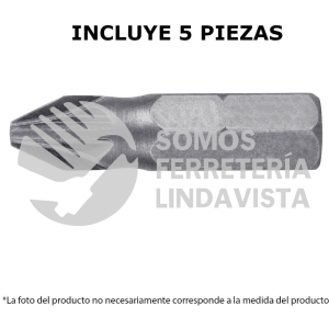 12156 PUDE-2101 ESTUCHE CON 5 PUNTAS POZIDRIV PZ1 LARGO 1" TRUPER