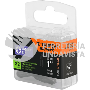 12158 PUDE-2102 ESTUCHE CON 5 PUNTAS POZIDRIV PZ2 LARGO 1" TRUPER