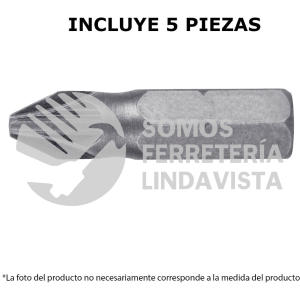 12159 PUDE-2103 ESTUCHE CON 5 PUNTAS POZIDRIV PZ3 LARGO 1" TRUPER
