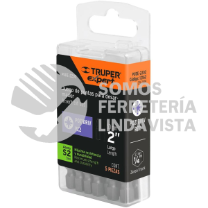 12162 PUDE-2202 ESTUCHE CON 5 PUNTAS POZIDRIV PZ2 LARGO 2" TRUPER