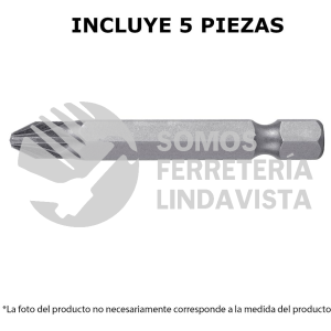 12164 PUDE-2203 ESTUCHE CON 5 PUNTAS POZIDRIV PZ3 LARGO 2" TRUPER
