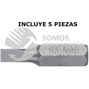 12165 PUDE-3115 ESTUCHE CON 5 PUNTAS PLANAS DE 5/32" LARGO 1" TRUPER