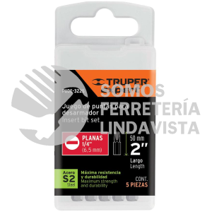 12171 PUDE-3225 ESTUCHE CON 5 PUNTAS PLANAS DE 1/4" LARGO 2" TRUPER