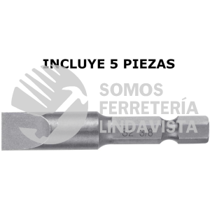 12176 PUDE-3227 ESTUCHE CON 5 PUNTAS PLANAS DE 3/8" LARGO 2" TRUPER