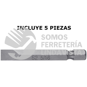 12174 PUDE-3231 ESTUCHE CON 5 PUNTAS PLANAS DE 5/16" LARGO 2" TRUPER