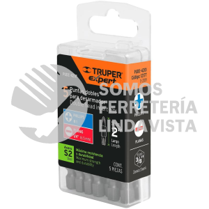 12177 PUDE-4201 ESTUCHE CON 5 PUNTAS DOBLES PH1 Y 1/4" LARGO 2" TRUPER