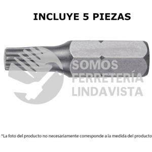 12191 PUDE-5107 ESTUCHE CON 5 PUNTAS TORX T7 LARGO 1" TRUPER