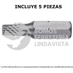 12200 PUDE-5120 ESTUCHE CON 5 PUNTAS TORX T20 LARGO 1" TRUPER