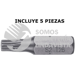 12201 PUDE-5125 ESTUCHE CON 5 PUNTAS TORX T25 LARGO 1" TRUPER