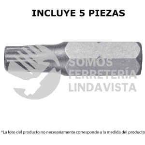 12264 PUDE-6115 ESTUCHE CON 5 PUNTAS TORX T15 CON SEGURO LARGO 1" TRUPER