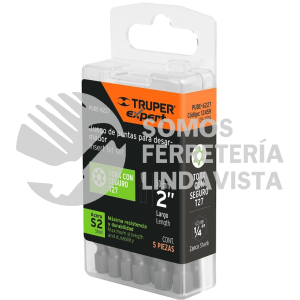 12459 PUDE-6227 ESTUCHE CON 5 PUNTAS TORX T27 CON SEGURO LARGO 2" TRUPER