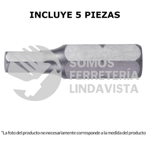 12486 PUDE-7109 ESTUCHE CON 5 PUNTAS HEXAGONALES DE 3/32MM LARGO 1" TRUPER