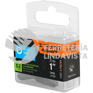 12490 PUDE-7115 ESTUCHE CON 5 PUNTAS HEXAGONALES DE 5/32MM LARGO 1" TRUPER