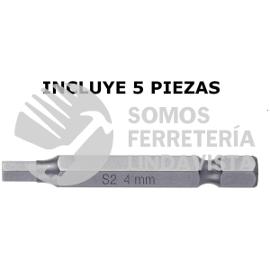 12697 PUDE-7204 ESTUCHE CON 5 PUNTAS HEXAGONALES DE 4 MM LARGO 2" TRUPER