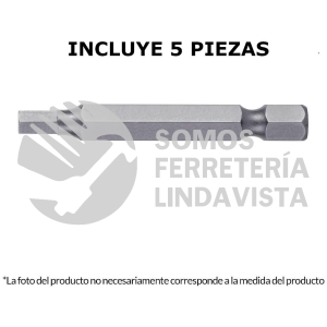 12609 PUDE-7209 ESTUCHE CON 5 PUNTAS HEXAGONALES DE 3/32MM LARGO 2" TRUPER
