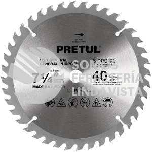 27056 ST-740P DISCO SIERRA 7-1/4" P/MADERA 40 DIENTES CENTRO 5/8" PRETUL