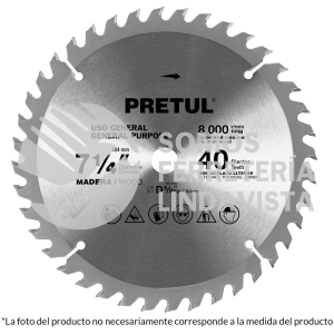 27059 ST-760P DISCO SIERRA 7-1/4" P/MADERA 60 DIENTES CENTRO 5/8" PRETUL