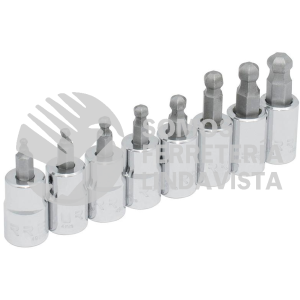 4990BDM JUEGO DE DADOS CON PUNTA HEXAGONAL TIPO BOLA CUADRO DE 3/8", METRICOS, 8 PIEZAS URREA