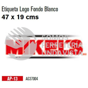 AP-13 ETIQUETA LOGO (47CMX19 CM) FONDO BLANCO MIKELS