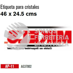 AP-11 ETIQUETA PARA CRISTALES (46CMX24.5 CM) MIKELS