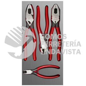 CH126L JUEGO DE 4 PINZAS DE ELECTRICISTA CON BANDEJA LAMINADA URREA