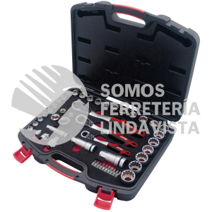 JGT01 JUEGO DE DADOS Y ACCESORIOS CUADRO DE 1/4", 3/8" Y 1/2" GO-THROUGH COMBINADO, 49 PIEZAS URREA