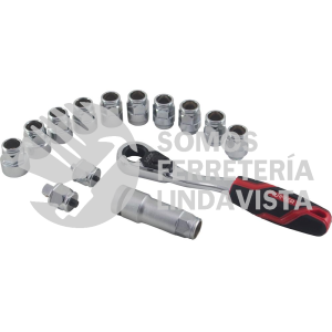 4701GT JUEGO DE DADOS Y ACCESORIOS CUADRO DE 1/4" GO-THROUGH COMBINADO, 14 PIEZAS URREA