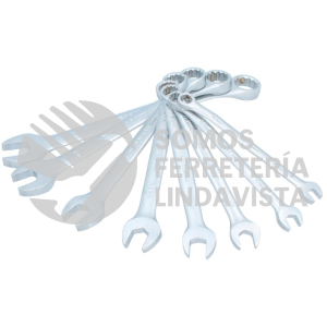 1200BMA JUEGO DE 8 LLAVES COMBINADAS SATINADAS METRICAS, 12 PUNTAS EN RACK URREA