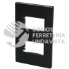P602N PLACA 2 MODULOS 1/3, LINEA PREMIUM, COLOR NEGRO SURTEK
