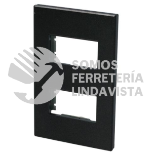 P602N PLACA 2 MODULOS 1/3, LINEA PREMIUM, COLOR NEGRO SURTEK
