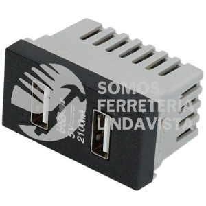 P617N MODULO USB DOBLE 1/3, LINEA PREMIUM, COLOR NEGRO SURTEK