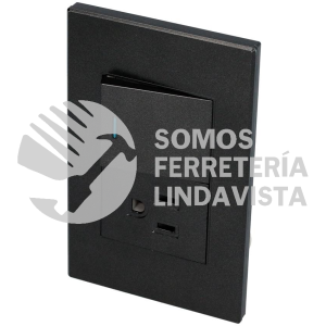 P624N PLACA 1 SWITCH 1 CONTACTO 1/2, LINEA PREMIUM, COLOR NEGRO SURTEK