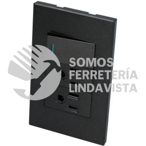 P625N PLACA 1 SWITCH 2 CONTACTOS 1/3, LINEA PREMIUM, COLOR NEGRO SURTEK
