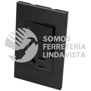 P626N PLACA 2 SWITCH 1 CONTACTO 1/3, LINEA PREMIUM, COLOR NEGRO SURTEK