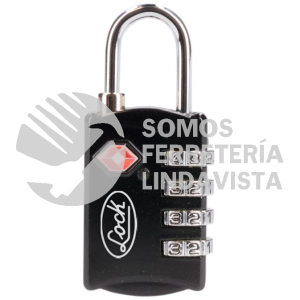 54CA CANDADO DE COMBINACION PROGRAMABLE TSA PARA MALETA, NEGRO 30 MM LOCK