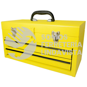 125107 CAJA PORTAHERRAMIENTAS METALICA AMARILLA CON 2 GAVETAS 18" X 9" X 11" SURTEK