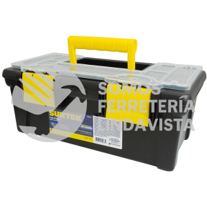 125073 CAJA PORTAHERRAMIENTAS PLASTICA CON BROCHES PLASTICOS Y ORGANIZADOR 16" X 8" X 6" SURTEK