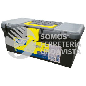 143201 CAJA PORTAHERRAMIENTAS PLASTICA CON BROCHES PLASTICOS Y ORGANIZADOR 16" X 7" X 6" FOY