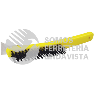 123259 CEPILLO DE ALAMBRE DE ACERO AL ALTO CARBON CON 3X17 FILAS DE PINCELES CON MANGO Y RASQUETA SURTEK