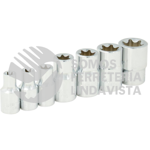 F4451E JUEGO DE 7 DADOS CON PUNTA TORX HEMBRA CUADRO DE 1/4" Y 3/8 SURTEK