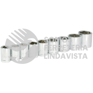 140435 JUEGO DE 9 DADOS EN PULGADAS CUADRO DE 3/8", 6 PUNTAS, EN RIEL FOY