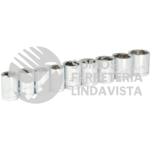 140436 JUEGO DE 9 DADOS METRICOS CUADRO DE 3/8", 6 PUNTAS, EN RIEL FOY