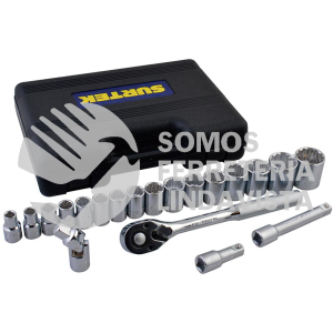 F5800B JUEGO DE DADOS Y ACCESORIOS CUADRO DE 1/2" EN PULGADAS, 20 PIEZAS SURTEK