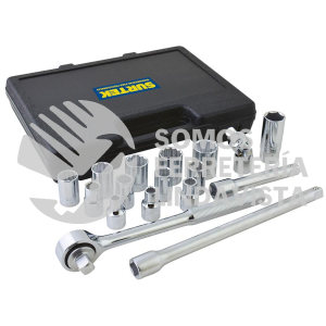 F5800 JUEGO DE DADOS Y ACCESORIOS CUADRO DE 1/2" EN PULGADAS, 17 PIEZAS SURTEK